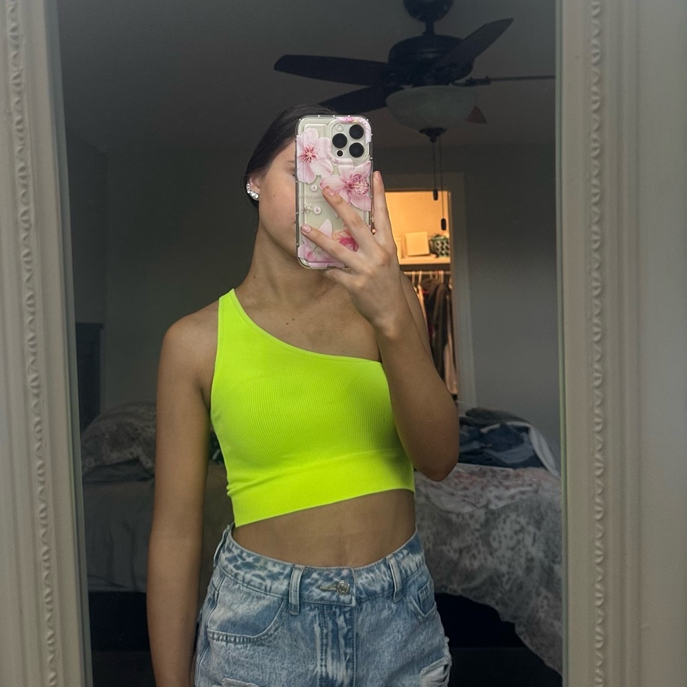 Love J Bright Yellow One-Shoulder Top